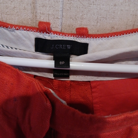 J.Crew Womens Size 8 Gazebo Wide Leg Crop High Rise Linen Pants Orange - Picture 3 of 4